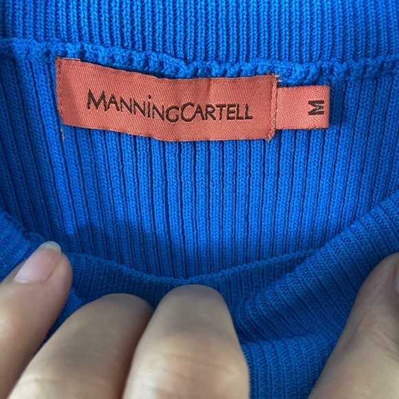 Manning Cartell RIBBED KNIT BODYCON DRESS IN BLUE size M - Picture 3 of 4